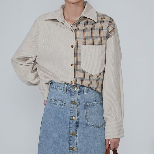 Monochrome Checkered Plaid Shirt Jacket