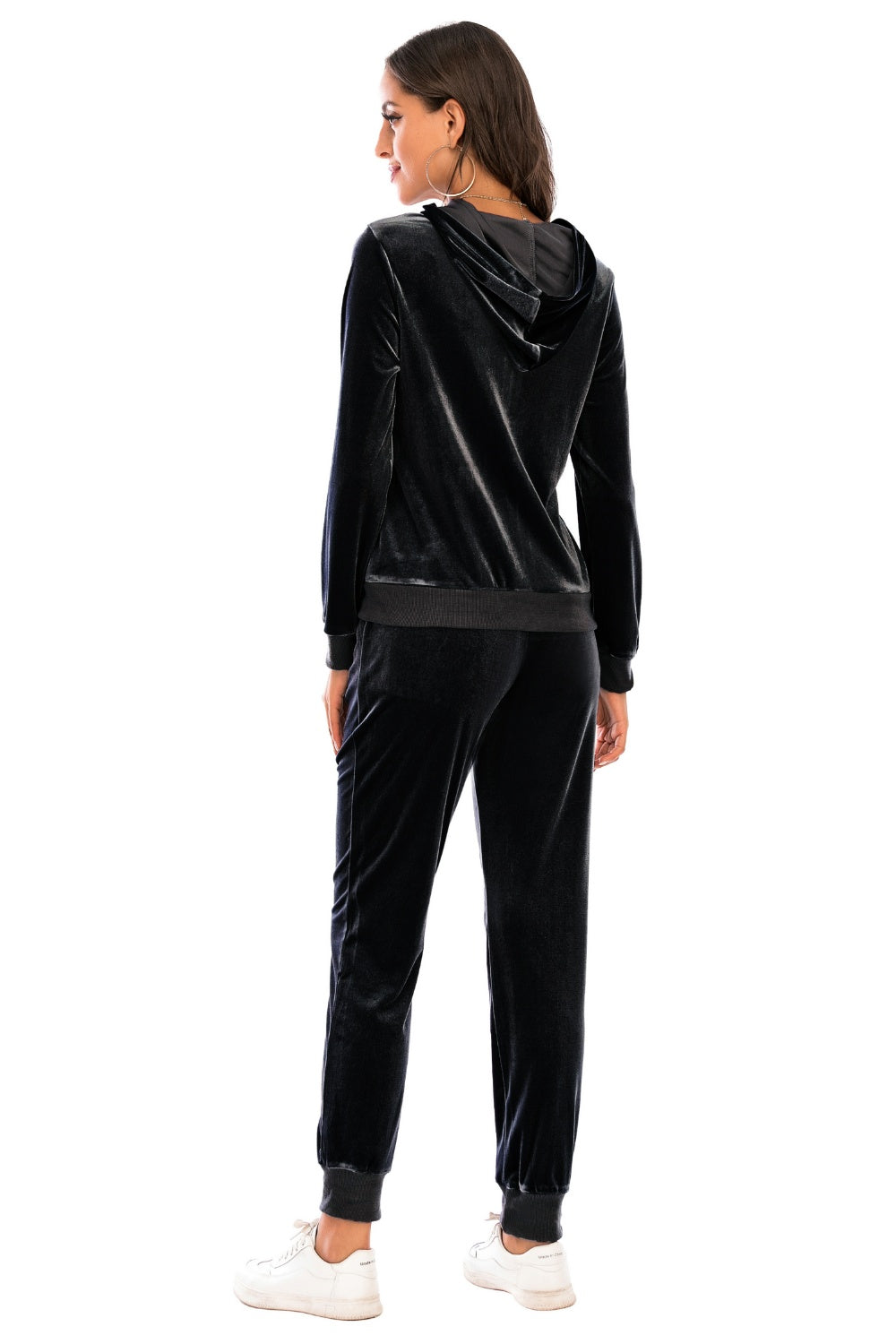 Luxe Velvet Zip-Up Hooded Jacket and Pants Set