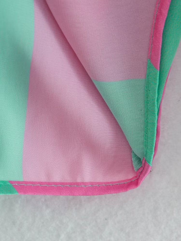 Striped Silk European Style Loose Printed Shirt