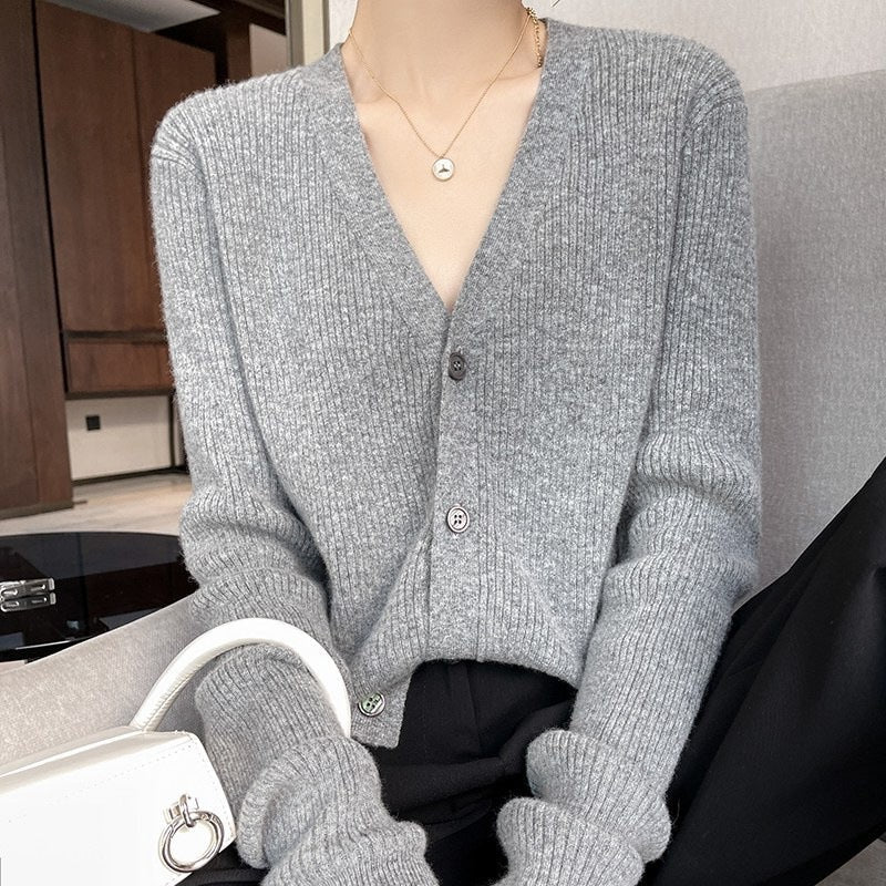 Simple Charms Ribbed Knit Cardigan