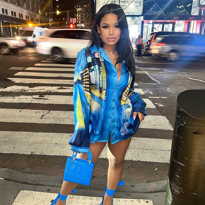 Silk Abstract  Printing Shirt