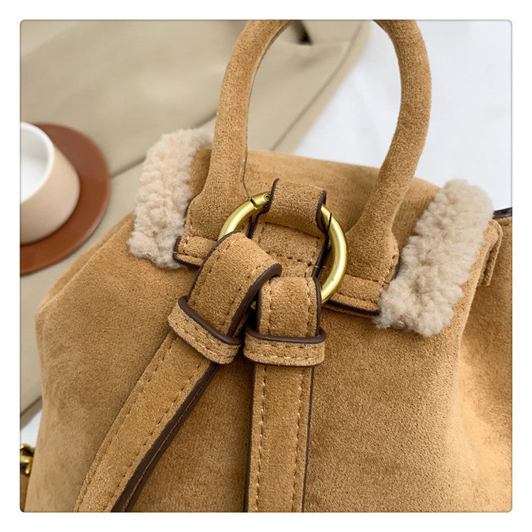 Warm Lamb Wool & Suede Backpack
