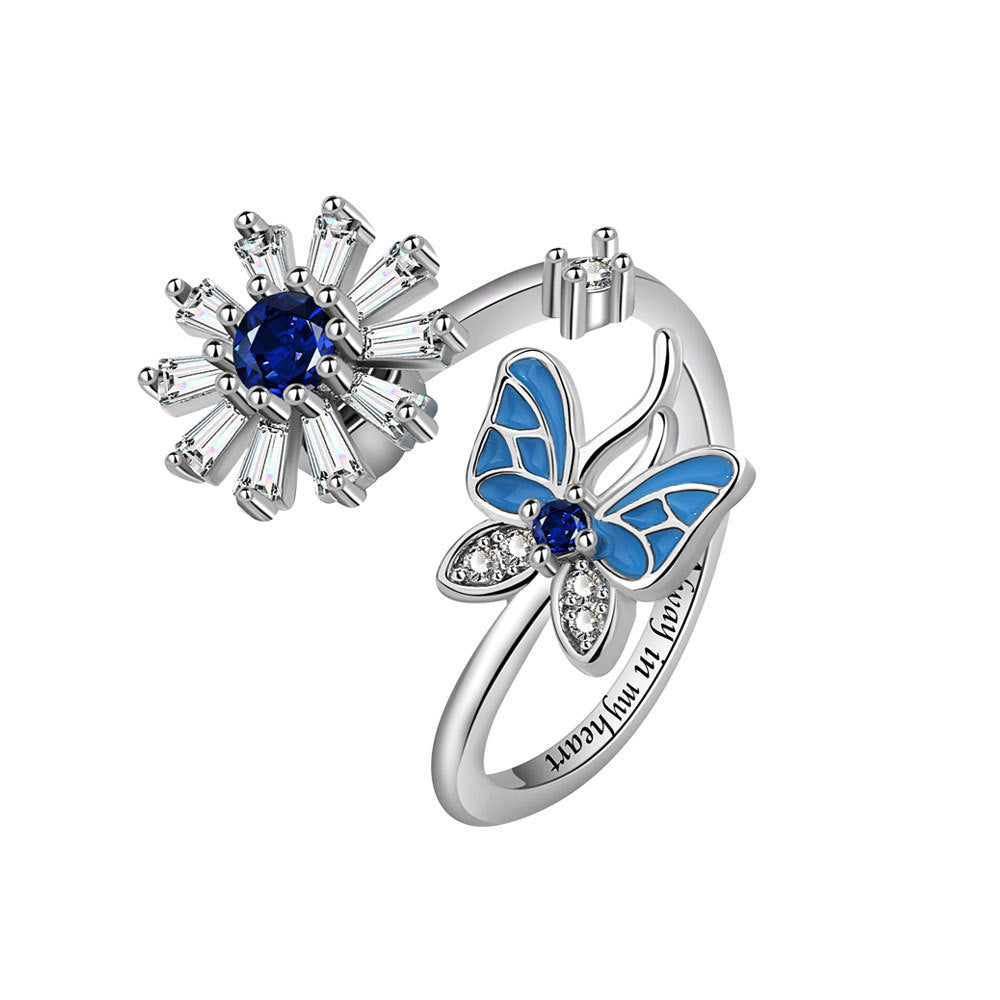 Butterfly Snowflake Rotating Ring Adjustable