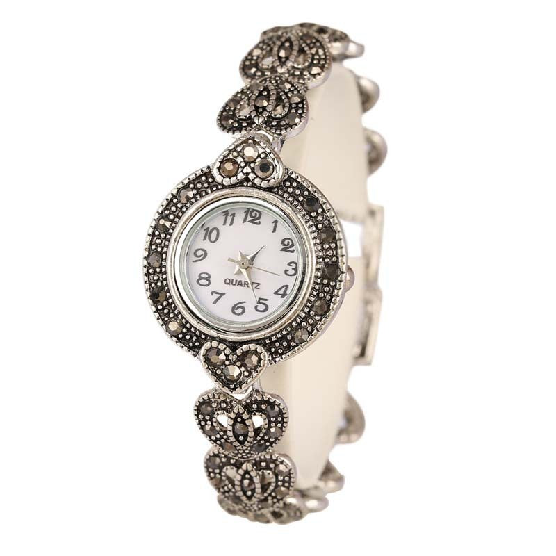 Bohemian Vintage Rhinestone Crystal Heart Bracelet Watch