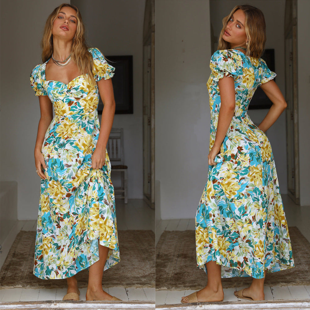 Fresh Floral Fantasy Casual Long Skirt Dress