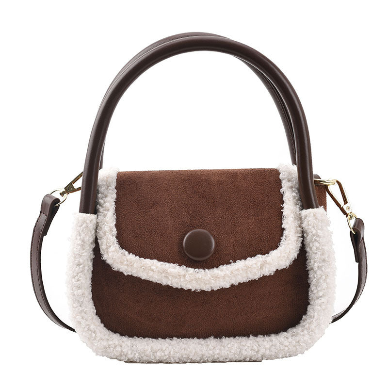 Lamb Suede Frosted Small Round Fleece Handbag