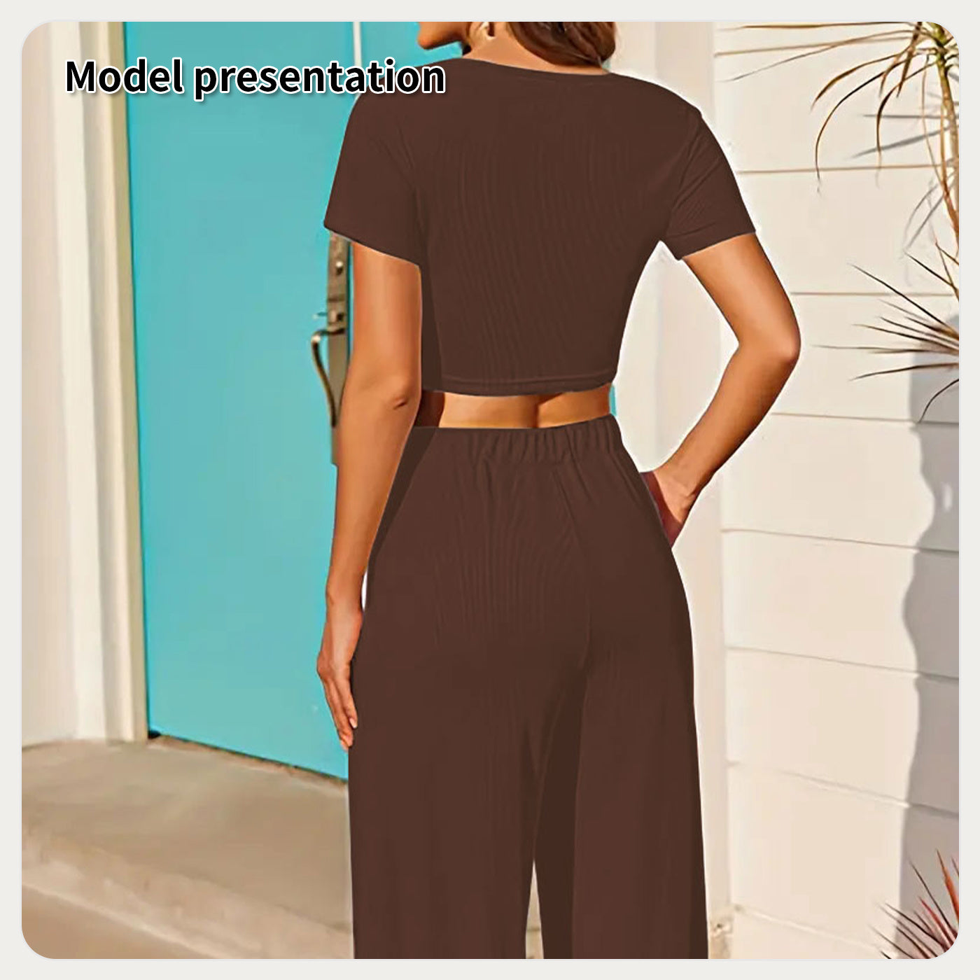 High Waist Tummy Control Pants with Short Sleeve Top