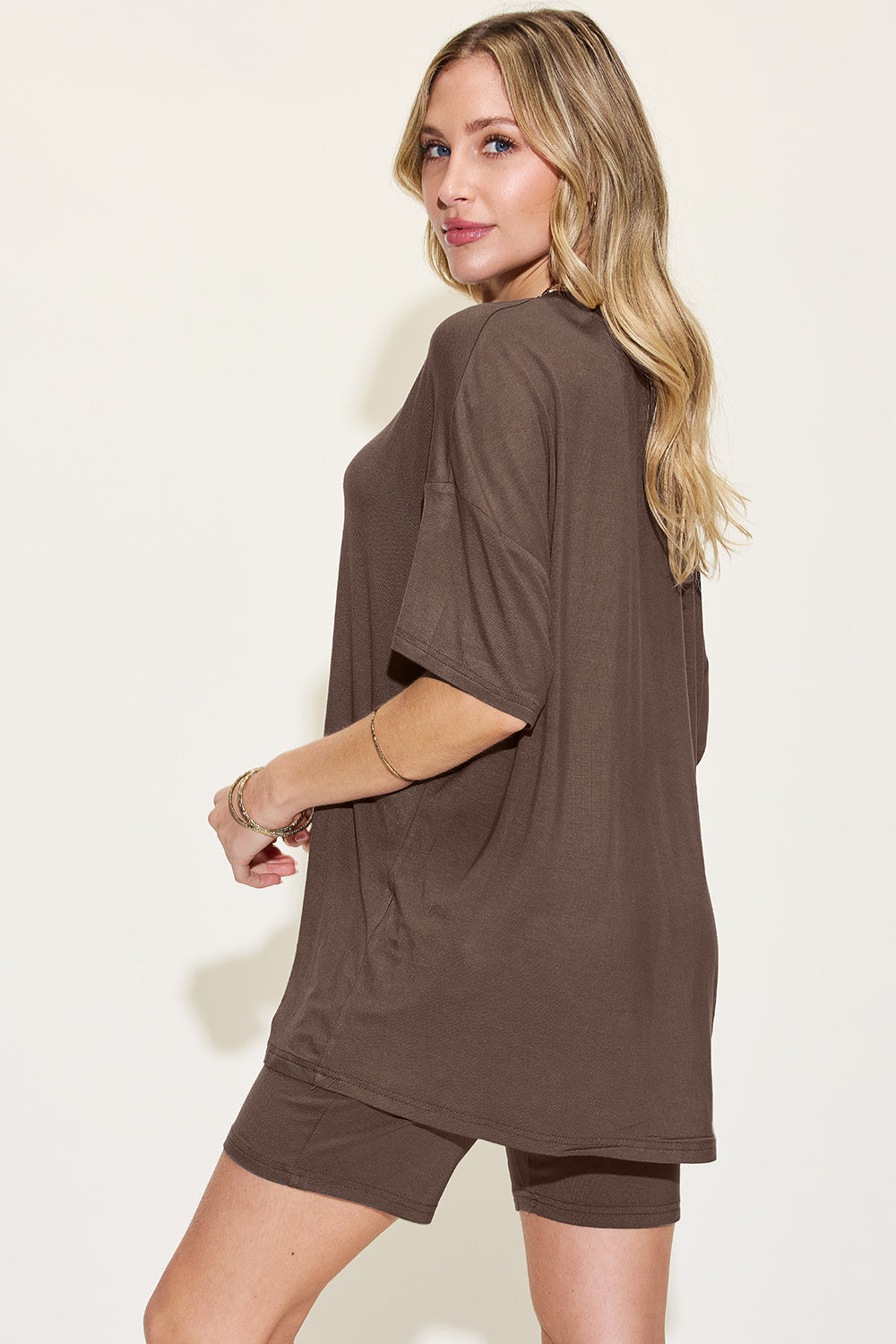 Soft Touch V-Neck Drop Shoulder T-Shirt and Shorts Set