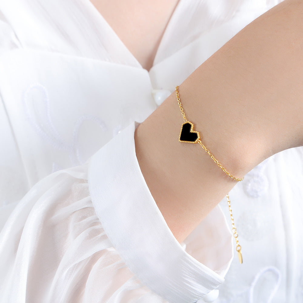 Red Mother of Pearl Heart Jewelry Gold Overlay Matching Set-Bracelet, Earrings, Necklace.