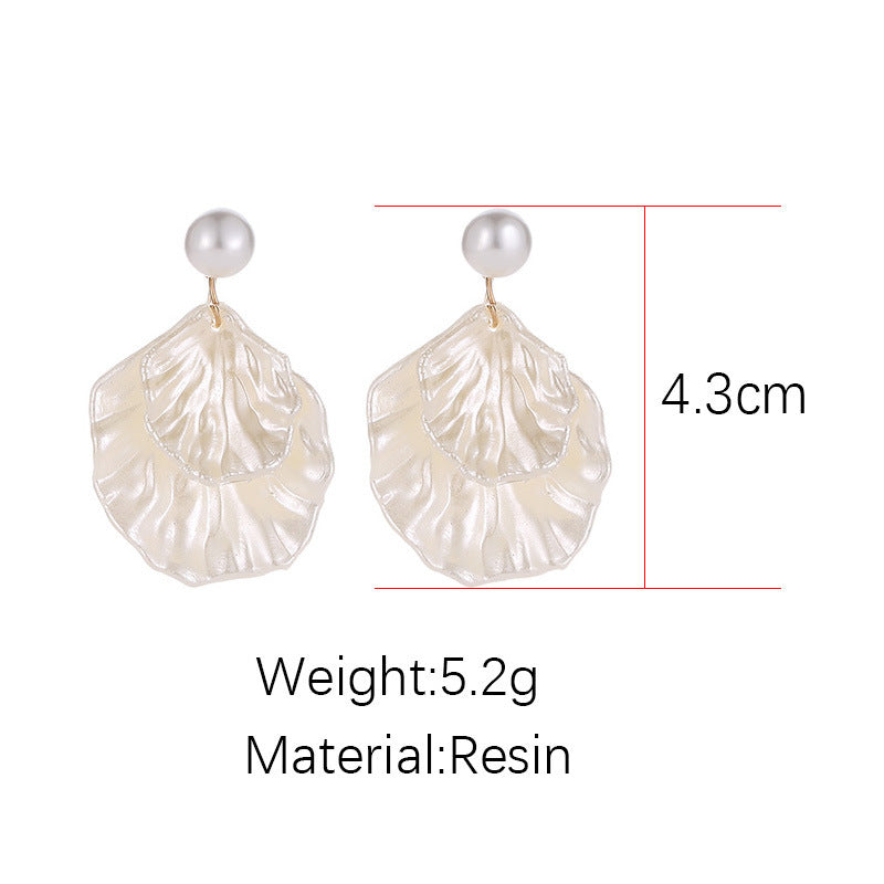Pearl Seashell  Boho Post Drop Earrings.