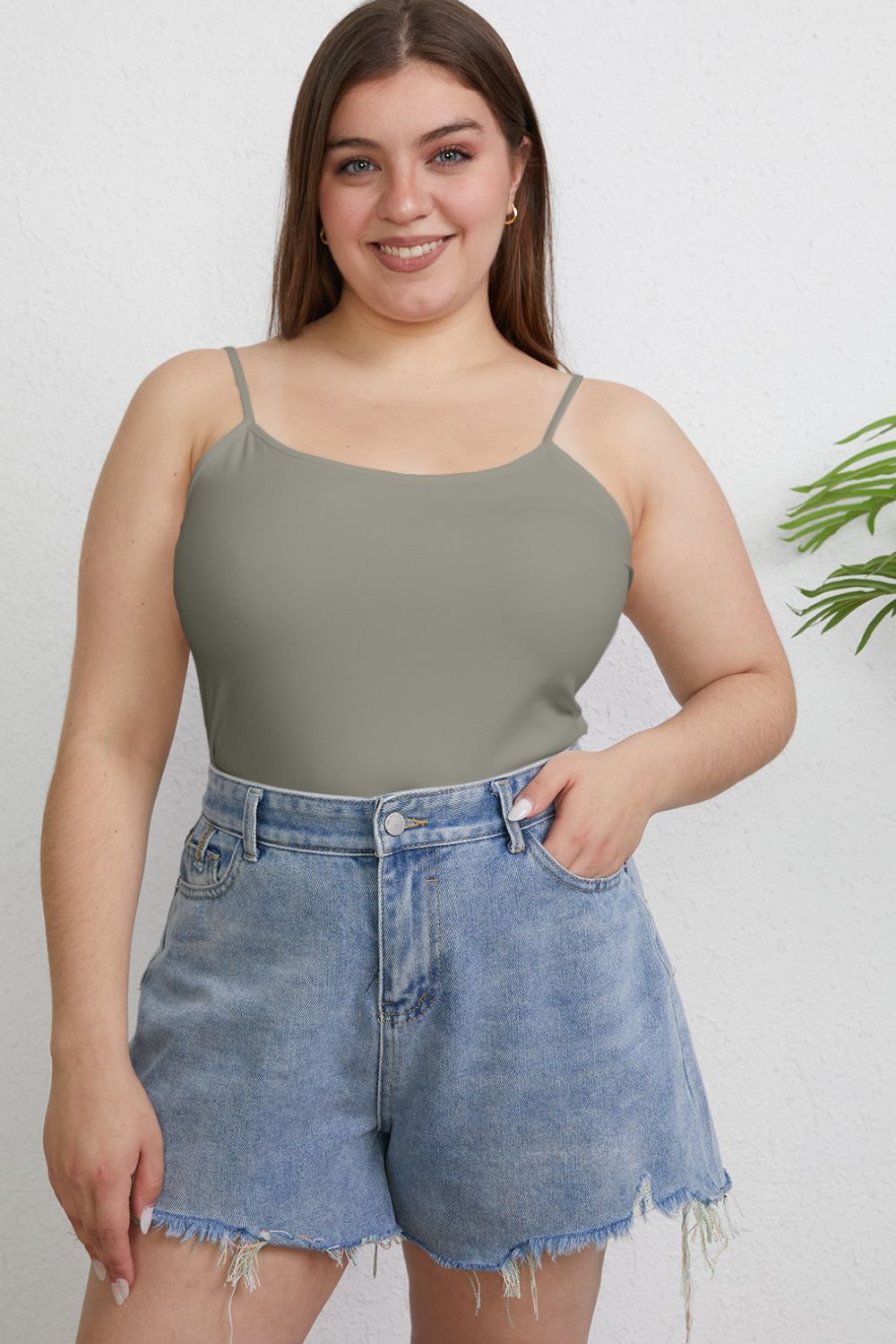 Slim Fit Plain Round Neck Cami Top