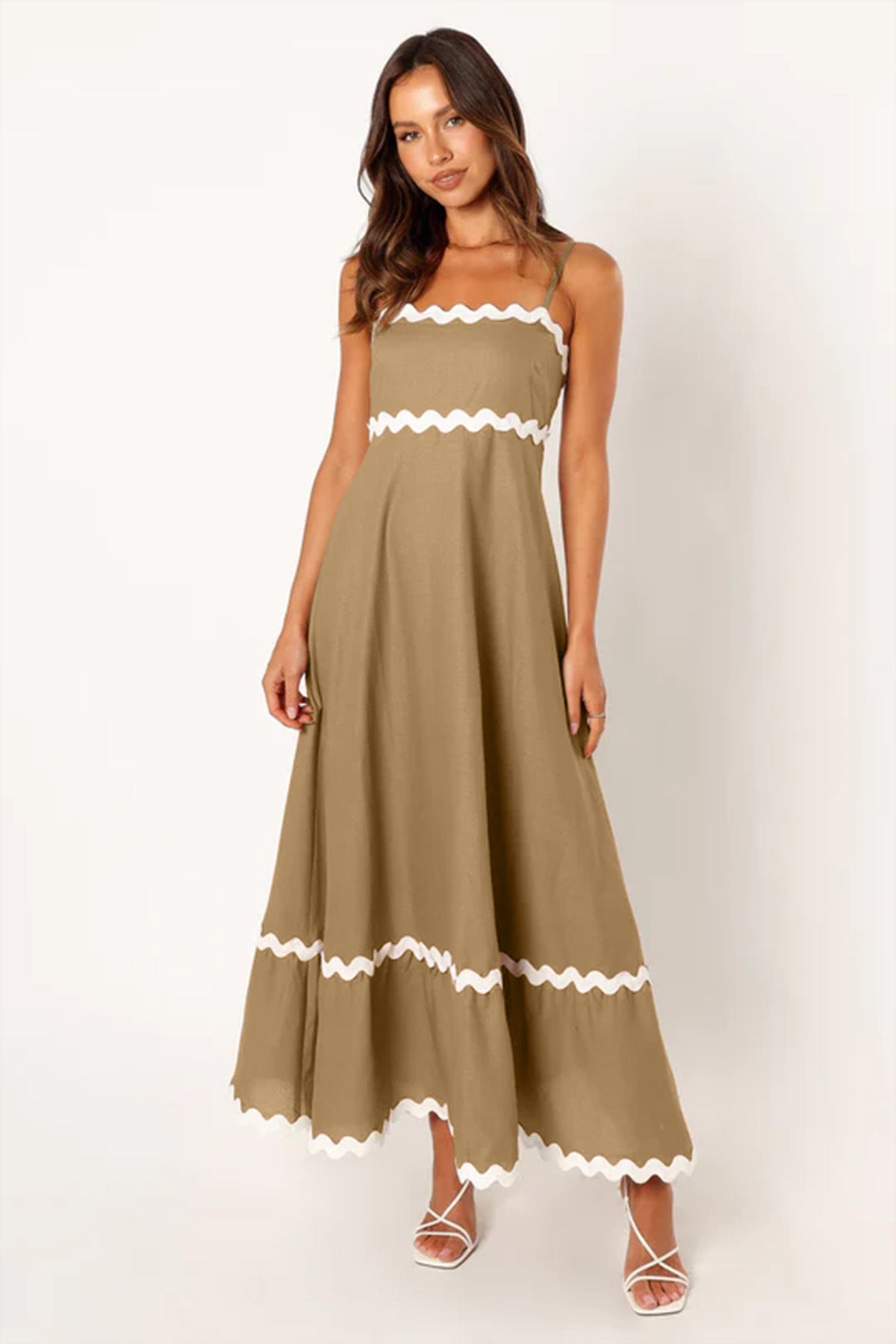 Sandy Shores Solid Color Suspender Long Dress
