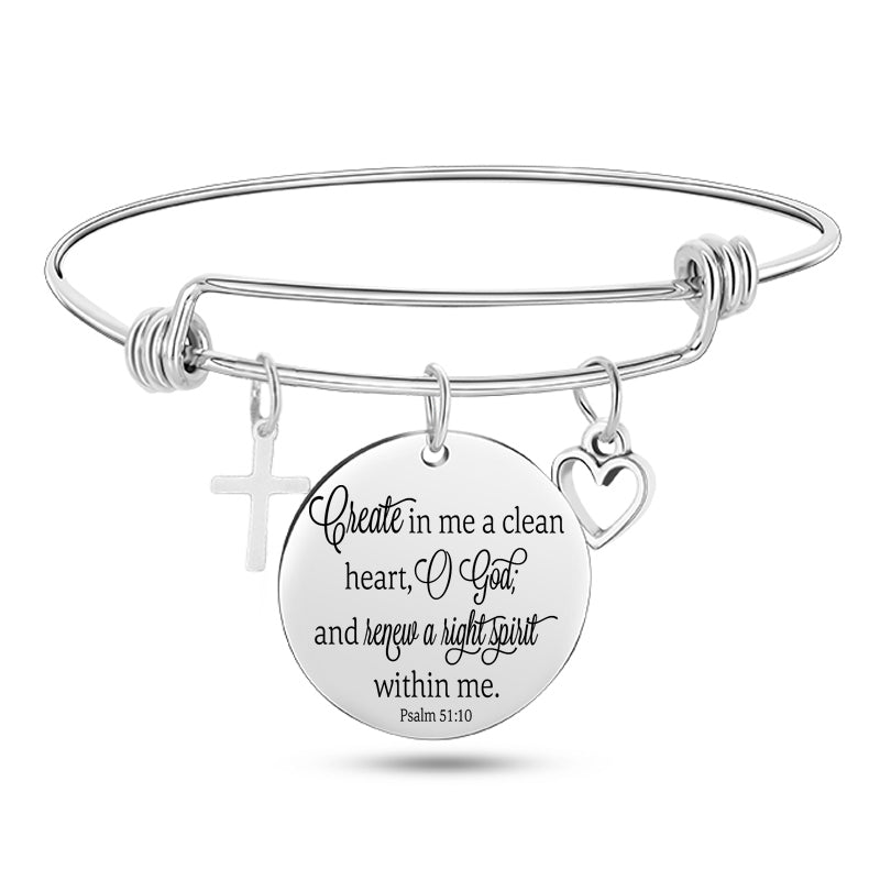 Bible Scripture Stainless Steel Bangle Bracelet