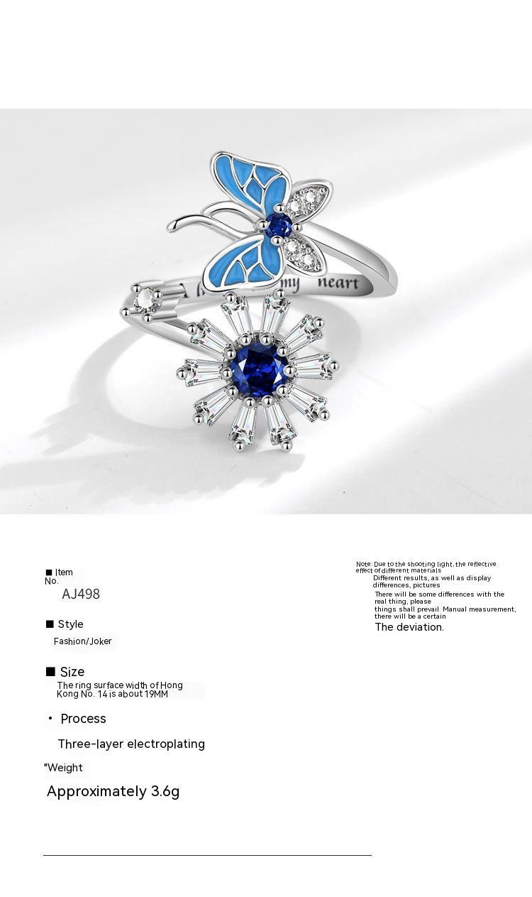 Butterfly Snowflake Rotating Ring Adjustable