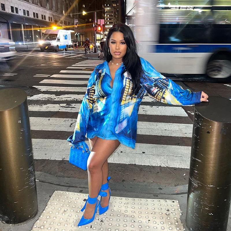 Silk Abstract  Printing Shirt