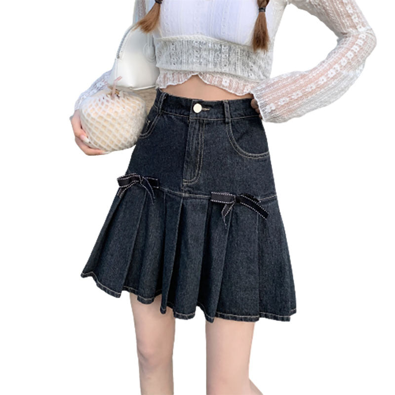 Only Yours Bow-Embellished Denim Mini Skirt