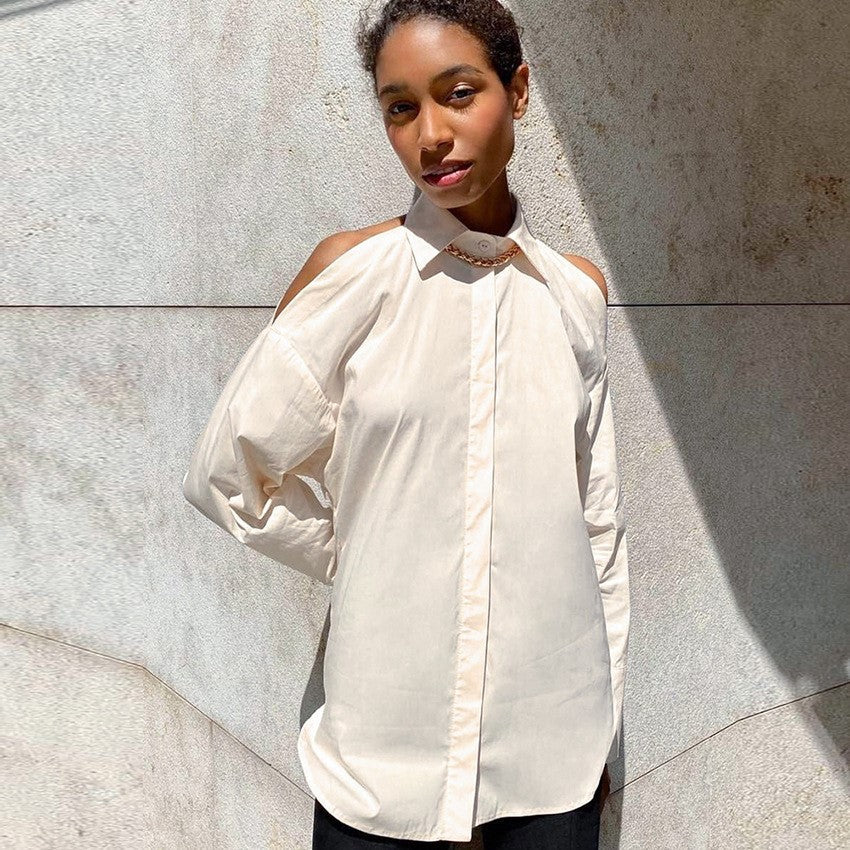 Trendy Off Shoulder Long Sleeve Shirt