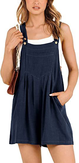 Adjustable Strap Loose Short Bib Overalls Jumpsuit