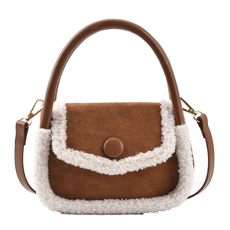 Lamb Suede Frosted Small Round Fleece Handbag