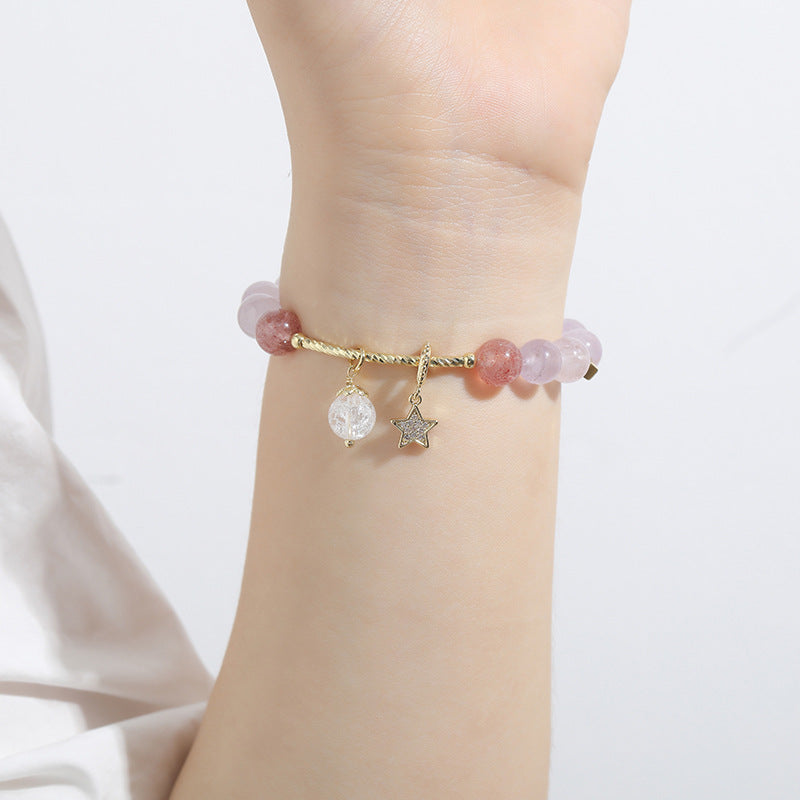 Boho Crystal Lavender Amethyst Bracelet with Charms.