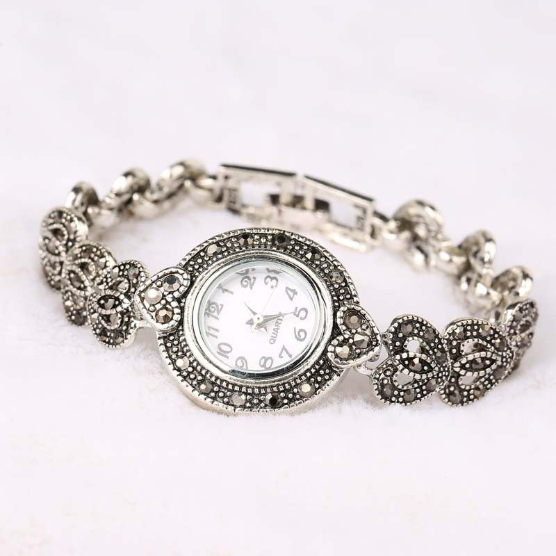 Bohemian Vintage Rhinestone Crystal Heart Bracelet Watch