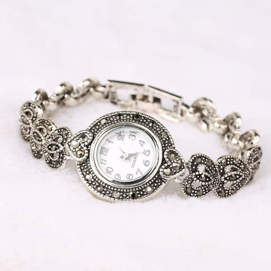 Bohemian Vintage Rhinestone Crystal Heart Bracelet Watch