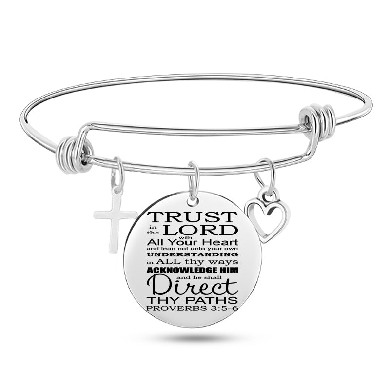 Bible Scripture Stainless Steel Bangle Bracelet