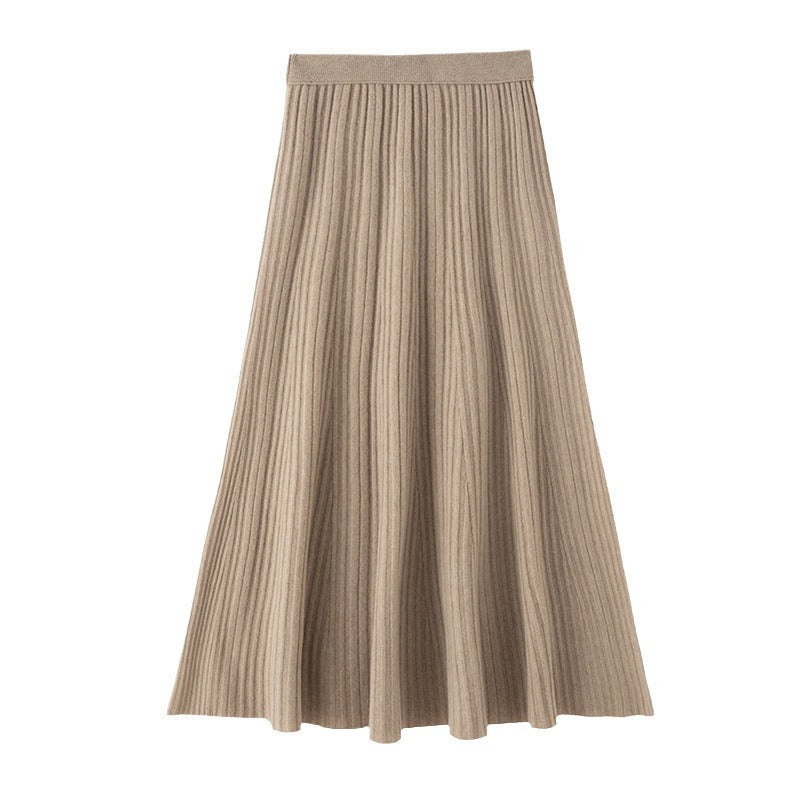 Luxury  Knitted Pleated  Wool Skirt