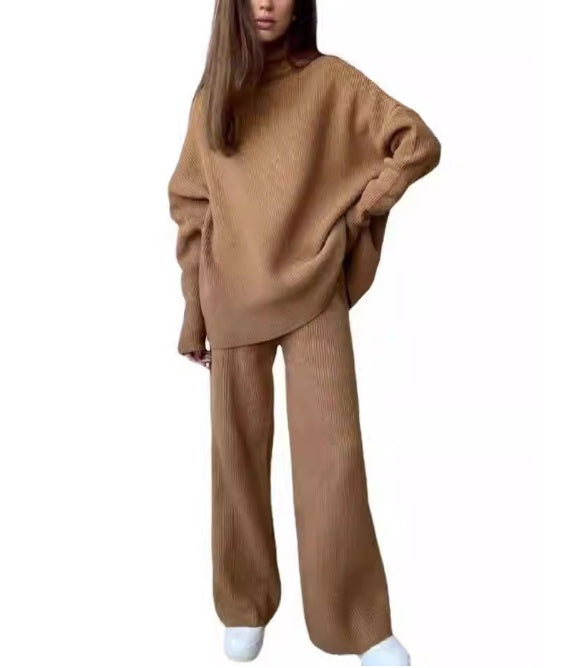 Turtleneck Sweater Knitted Tracksuit 2 Pieces Sets