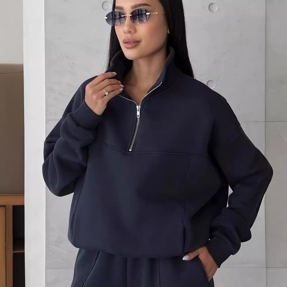 SportyCasual Style Two Piece Suit Zipper Coat &Pants