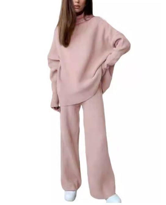 Turtleneck Sweater Knitted Tracksuit 2 Pieces Sets