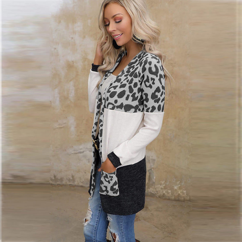 Style Update Leopard Print Long Knit Jacket