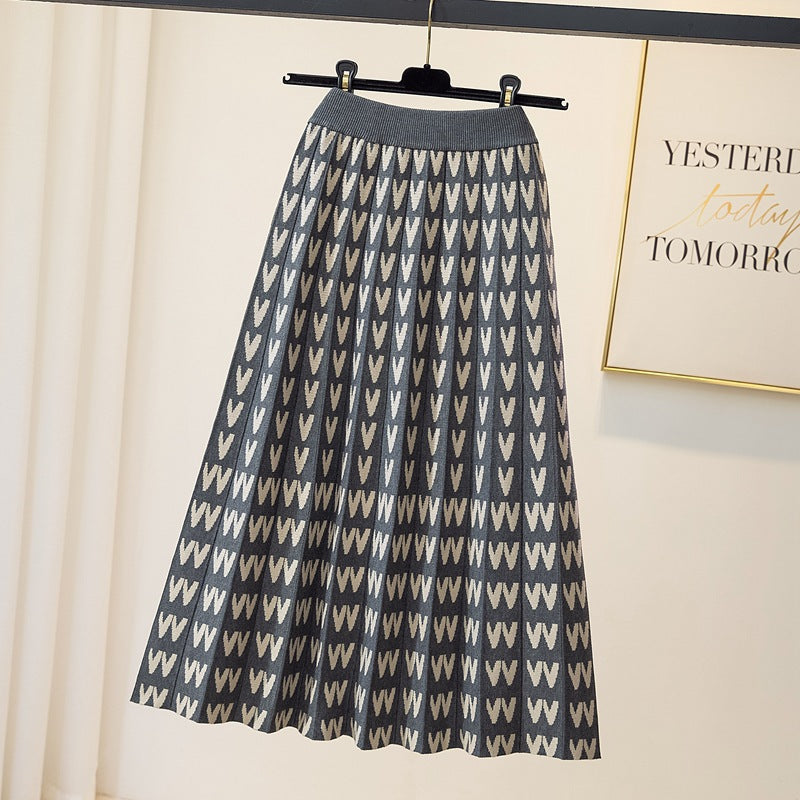 Stay Comfy Printed Knitted Midi Skirt