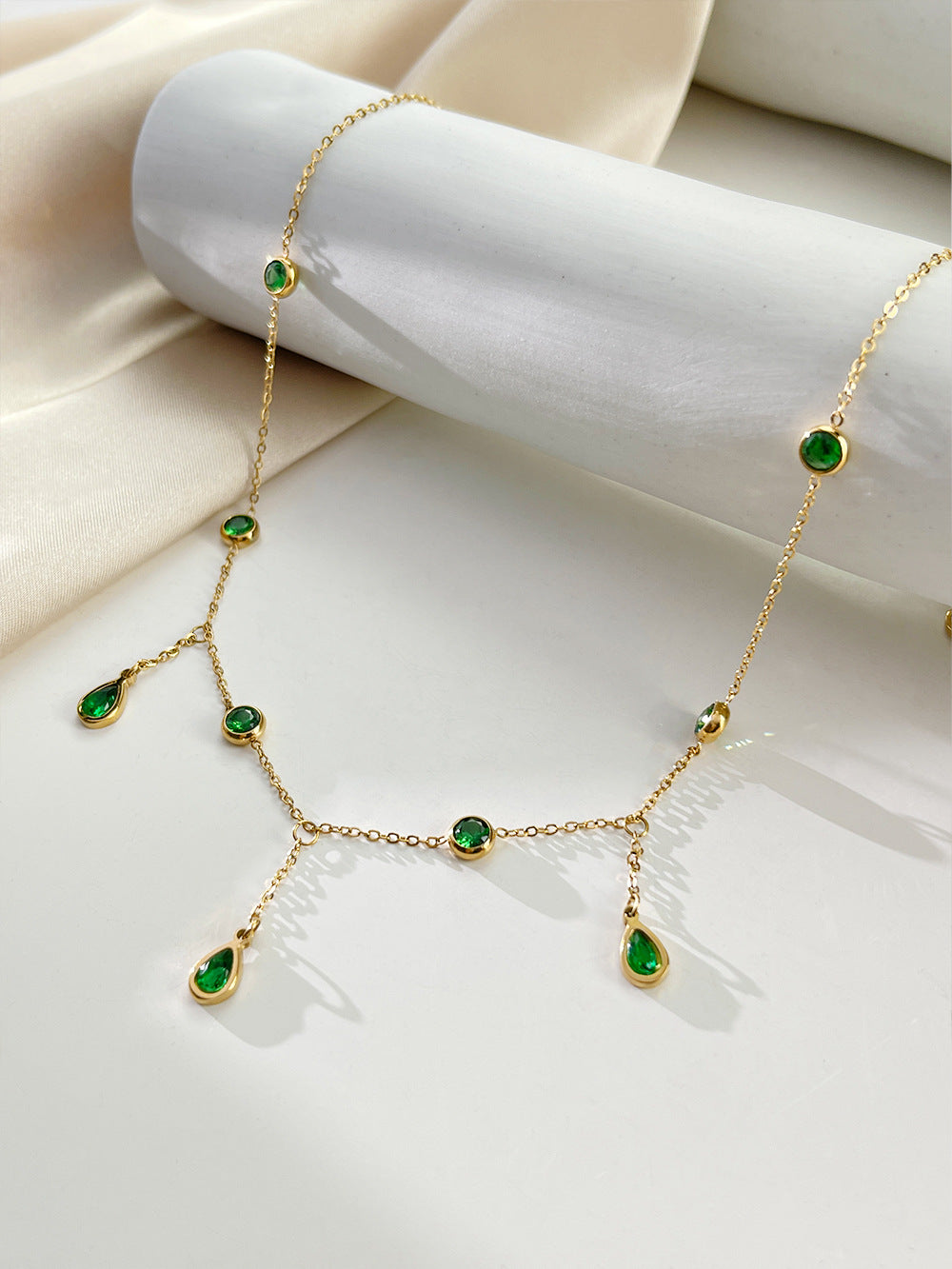 Dazzling Beccarite Tassel Choker Necklace.