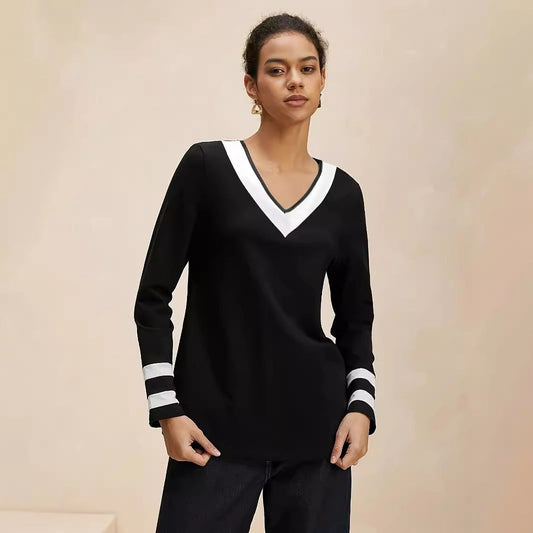 Black-Wwhite Milk Silk Long Sleeve Shirt