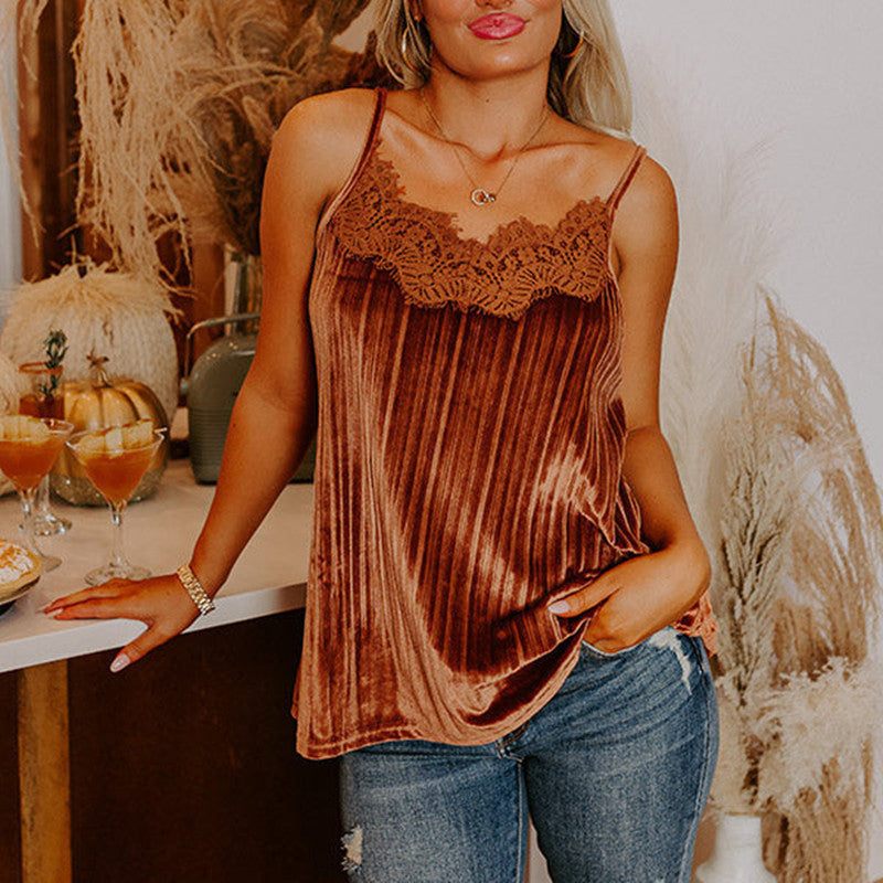 Lace Detailing Small Sling Multi-color Top