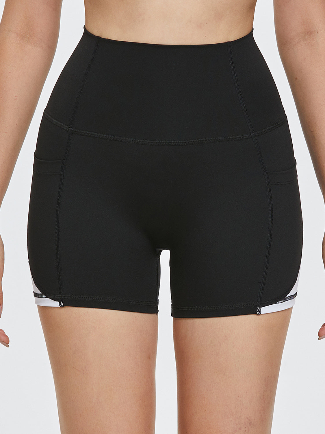 Two- Color High Waist Active Shorts w/ Packets