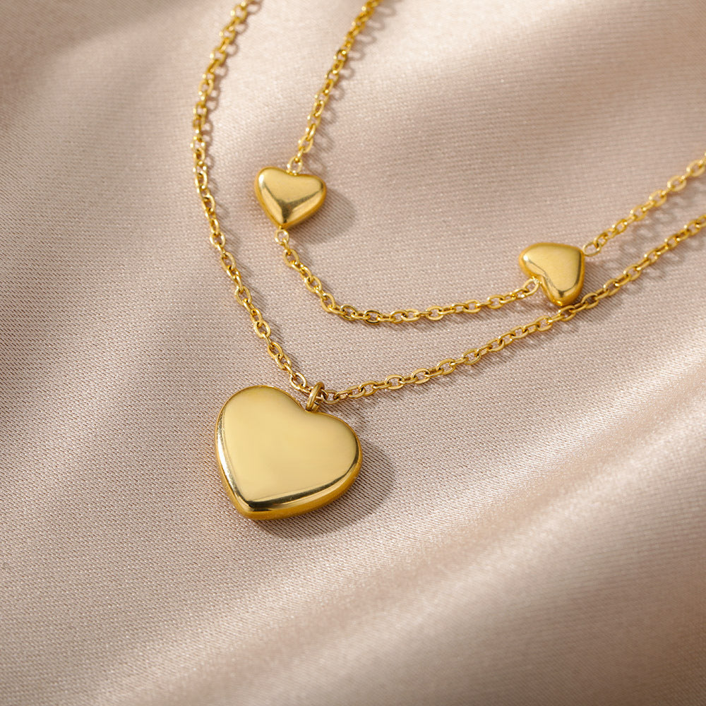 Multilayer Heart Pendant Necklaces