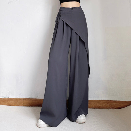 City Escape Dark Grey Loose High Waisted Casual Pants