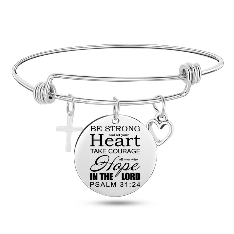 Bible Scripture Stainless Steel Bangle Bracelet