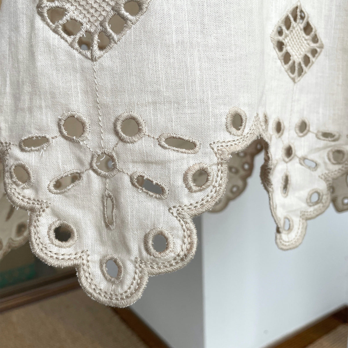 Linen Breeze Embroidered V-neck Maxi Dress