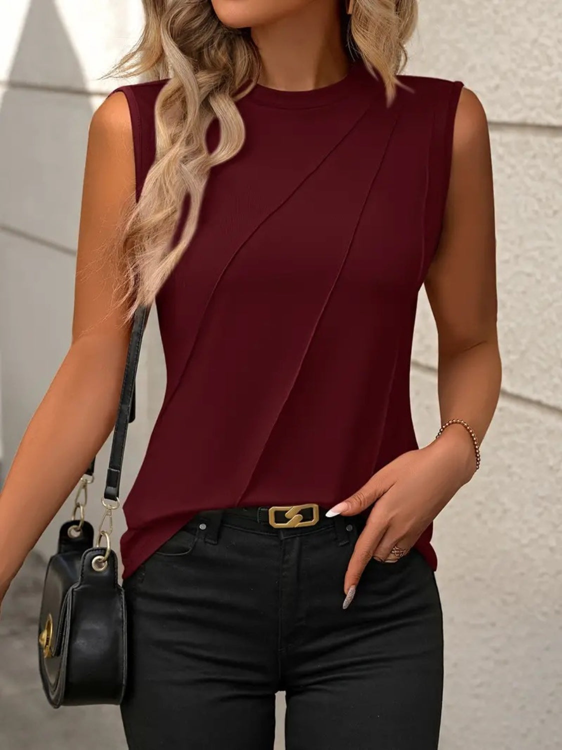 Trendy Striped Cap Sleeve Top with Pocket