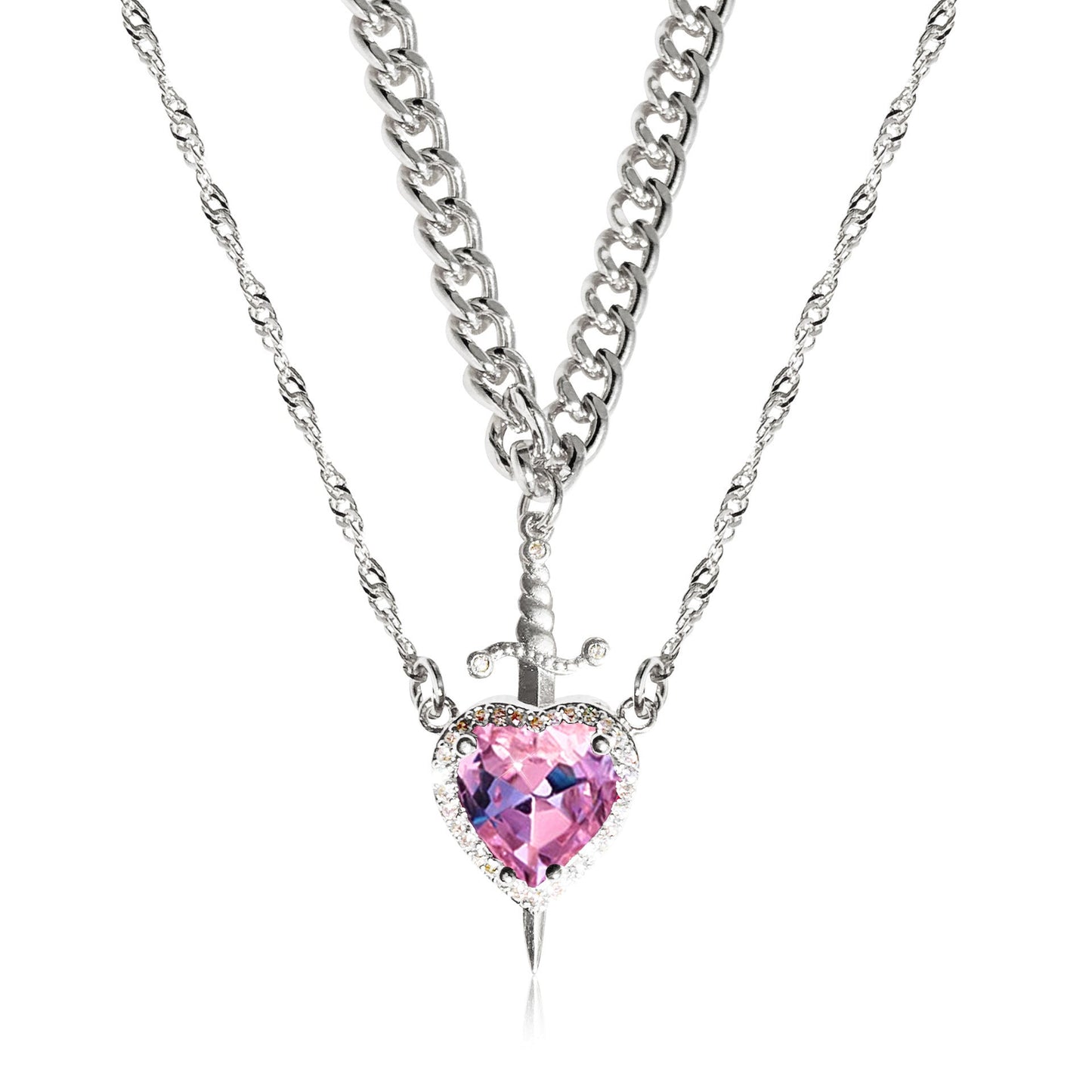 Heart & Sword Necklace Two-piece Set